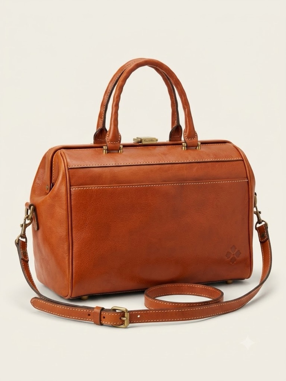 Vintage Patricia Nash Morina Doctor Bag 100% Italian Leather Cognac Tan